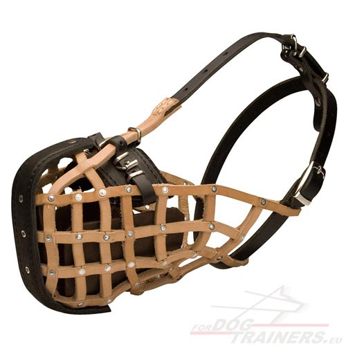 Leather Basket Dog Muzzle for Attack - Click Image to Close