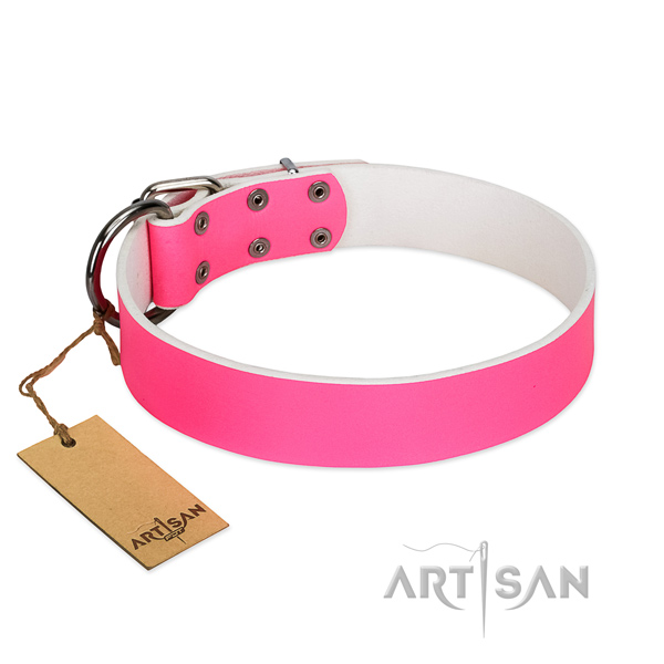 Leather Collar Classic Pink for Dog Leather Collar Classic Pink for Dog