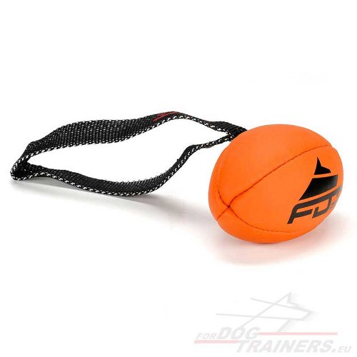 Dog Toy Ball with Handle Rugby Shaped - Click Image to Close