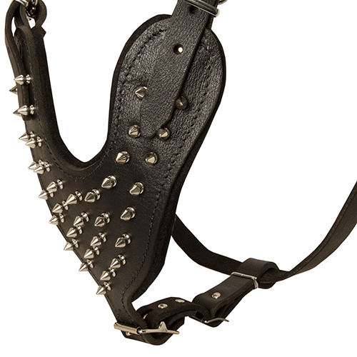 Spiked Leather Dog Harness for Large Dog - Click Image to Close