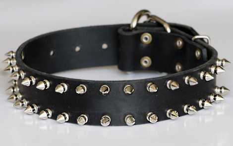 big leather spiked dog collar,black,brown spiked collar